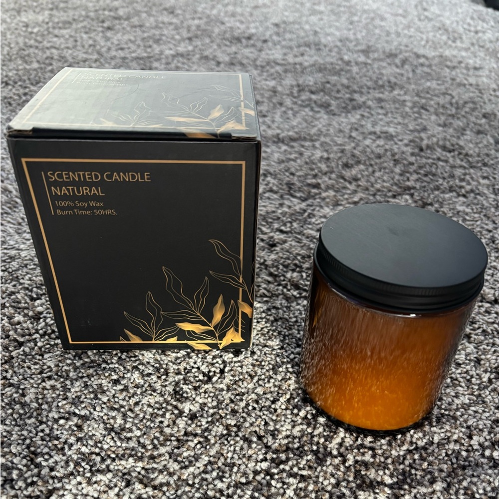 Amber Glass Scented Candle Natural 100% Soy Wax